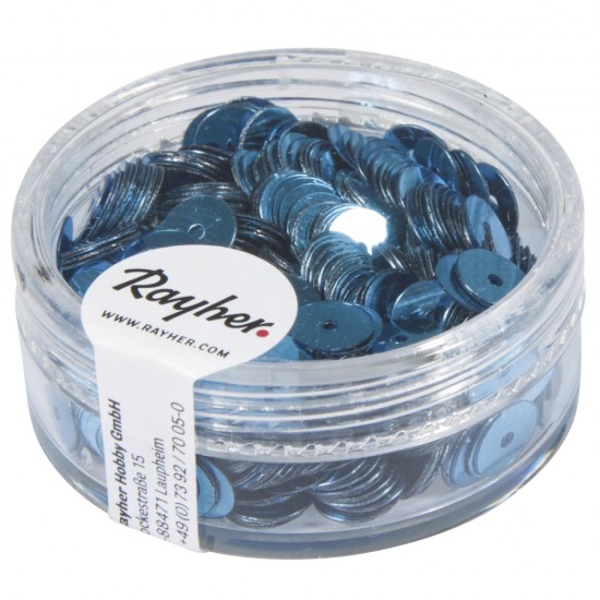 Set decorativ Rayher, paiete, diametru 6 mm, ambalate in cutie, cantitate 7g, culoare albastru deschis