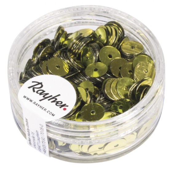 Set decorativ Rayher, paiete, diametru 6 mm, ambalate in cutie, cantitate 7g, culoare olive