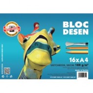 Bloc desen SCOALA, Koh-I-Noor, 180g/m2, A4, 16 coli, hartie alba