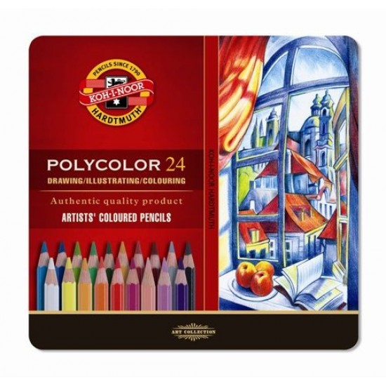 K3824-24 Set Creioane POLYCOLOR, 24 cul. - In cutie metalica