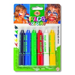 K4610-6 Set 6 culori pt. pictat pe fata galben, alb, rosu, verde, albastru si negru, 6 x 4,7g K4610-6 Set 6 culori pt. pictat pe fata galben, alb, rosu, verde, albastru si negru, 6 x 4,7g