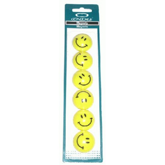 C65532 Magneti pentru Whiteboard, galben Yahoo-Smiley, D=30mm - set 6 buc pe blister