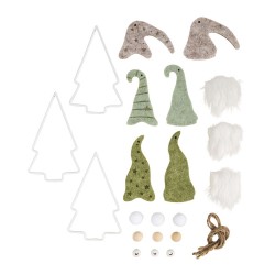 Kit decorativ pitic de Craciun cu brad metalic,  3/set, Rayher