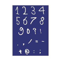 Sablon: letters + figures, handwriting, DIN A4, 1 stencil + coating knif Sablon: letters + figures, handwriting, DIN A4, 1 stencil + coating knif