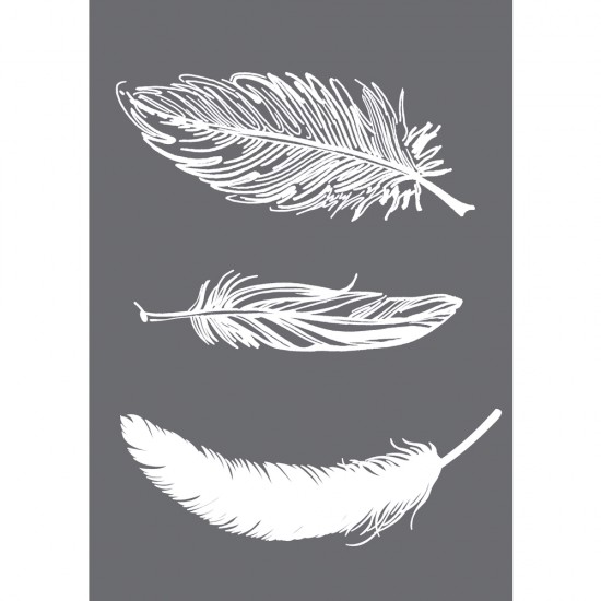 Sablon: Feathers, DIN A5,1stencil+coating knife in tab-bag