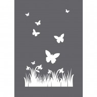 Sablon pentru desenat pe geam Spring A5, 1 stencil + 1 squeegee scraper, tab-bag