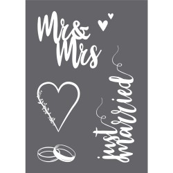 Sablon pentru desenat pe geam Wedding A4, 1 stencil + 1 squeegee scraper, tab-bag Sablon pentru desenat pe geam Wedding A4, 1 stencil + 1 squeegee scraper, tab-bag