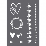 Sablon pentru desenat pe geam Heart A4, 1 stencil + 1 squeegee scraper, tab-bag