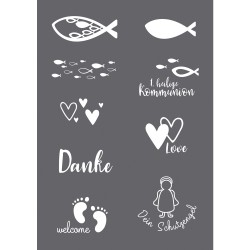 Screen printing stencil Event A5, 1 stencil+1 squeegee scraper, tab-bag Screen printing stencil Event A5, 1 stencil+1 squeegee scraper, tab-bag