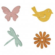 Decoratiune din lemn spring, 3-4cm assorted, tab-bag 12pcs
