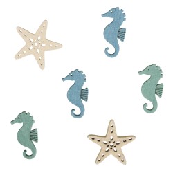 Caluti si stelute de mare, MDF, Rayher, 3 cm, 15 buc/set Caluti si stelute de mare, MDF, Rayher, 3 cm, 15 buc/set