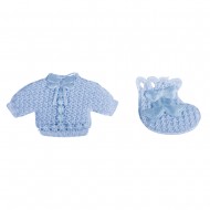 Set pentru botez, Rayher, contine hainuta + botosei, 6 piese/set, adezive, culoare blue