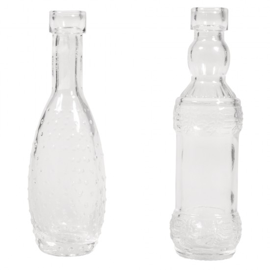 Vaze sticla Rayher, 2 modele, diam3.5 cm + 1 cm, inaltime 11.5 cm, diam.deschidere 1 cm, 2 buc/set
