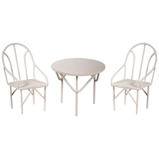Decoratiune Rayher, 2 scaunele si masuta, Rayher, metal, culoare alba