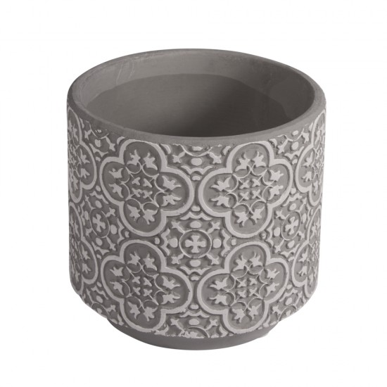 Ceramic floral flower pot, 11cm o, light grey, 10cm