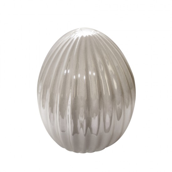 Ceramic egg nacre, taupe, 8.6x11cm, PVC box 1pc