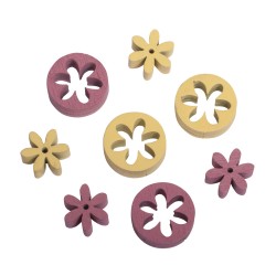 Decoratiuni din lemn Flowers, 2cm o, tab-bag 24pcs Decoratiuni din lemn Flowers, 2cm o, tab-bag 24pcs