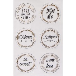 Autocolant "Love", diam. 3.5cm, auriu, 24buc/set 
