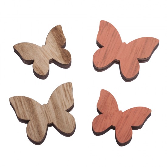 Set decorativ Rayher, fluturasi din lemn, doua nuante, dimensiune 3,5 - 4,2 cm, grosime 0.5 cm, 9/set