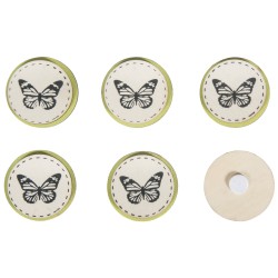 Set decorativ Rayher, din lemn, discuri cu fluturi, diametru 3,5 cm, , adezive, 6/set Set decorativ Rayher, din lemn, discuri cu fluturi, diametru 3,5 cm, , adezive, 6/set