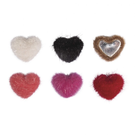 Inimi pufoase, Rayher, diverse culori, 1.7 cm, 24 buc/set