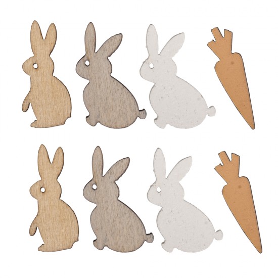 Decoratiuni din lemn Rabbits+baby carrots