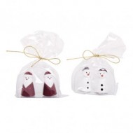 Santas & snowmen made of polyresin, assorted, approx.1,8x3cm, bag 1pair
