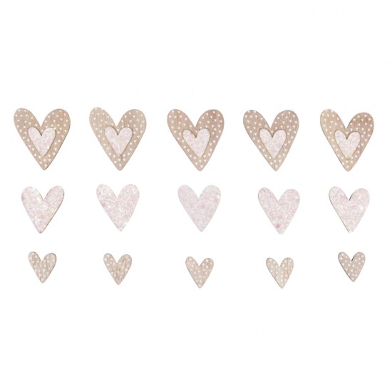 Inimi lemn, asortate, 2-4 cm, 15 buc/set