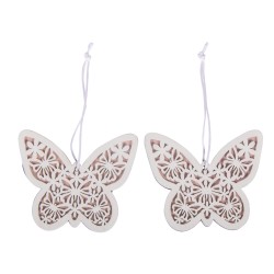 Fluturi lemn, cu agatatoare, 7x6,5 cm, 2 buc/set