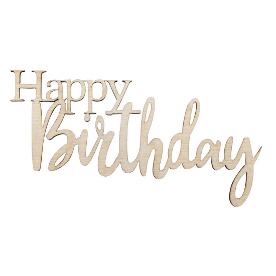 Deco lemn natur, Happy Birthday, FSC Mix, 8.5x4.7x0.3 cm, 4 buc/set