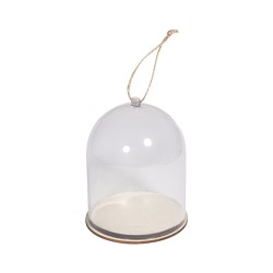 Clopotel plastic cristal cu baza lemn, diametru 9cm,inaltime 11 cm, Rayher