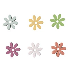 Flori lemn, Rayher, diverse culori, 1,8 cm, 18 buc/set Flori lemn, Rayher, diverse culori, 1,8 cm, 18 buc/set
