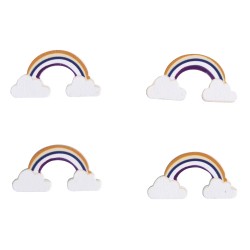 Curcubeu lemn, cu puncte adezive, 4x2cm, 9 piese/set