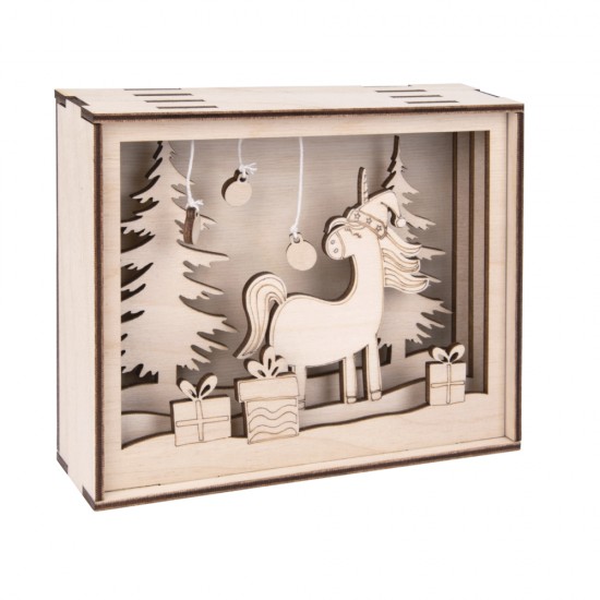 Kit lemn Rayher, rama unicorn, natur, 15.5x3.8x12.5cm, 12buc/set