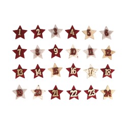 Calendar pasla/lemn numerotat 1-24, diam. 4cm, colorat,24 accesorii/set