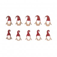 Forme de lemn  gnomul X-mas, 2,5x4cm, 10 buc/set