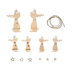 Kit Rayher reni lemn, natural, 5,5-8cm, fir 0,5 m, 12buc/ set 