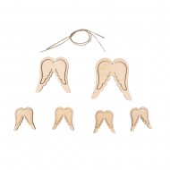 Kit Rayher Aripioare înger, lemn, natural, 4-7cm, fir 0,5m, 6 buc/ set