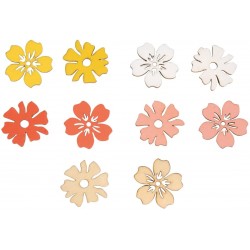 Flori lemn, Rayher, diverse culori, 3.5 cm, 10 buc/set