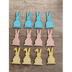 Iepurasi lemn, Rayher, adezivi, 2x4cm, 12 buc/set Iepurasi lemn, Rayher, adezivi, 2x4cm, 12 buc/set