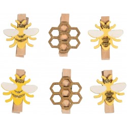 Clestisori lemn,albinute si faguri de miere, Rayher, 2.5x3.5 cm, 6buc/set