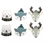 Decoratiune Craciun din lemn,cu adeziv, 3.8-5cm , 6/set , Rayher