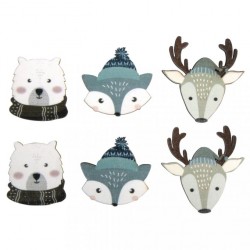 Decoratiune Craciun din lemn,cu adeziv, 3.8-5cm , 6/set , Rayher Decoratiune Craciun din lemn,cu adeziv, 3.8-5cm , 6/set , Rayher