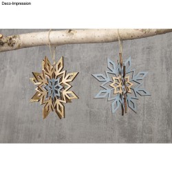 Fulg nea 3D decorativ lemn, 9cm ø, cu șnur, Rayher ,2 /set Fulg nea 3D decorativ lemn, 9cm ø, cu șnur, Rayher ,2 /set