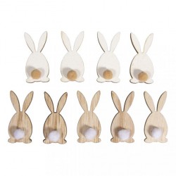 Iepure lemn, 4,5cm, Rayher, adezive, 9/set