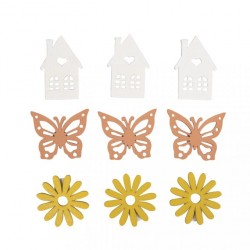 Decoratiune lemn-flori,fluturi,casute , Rayher, diverse culori, 3.4-4.5cm, 9 buc/set Decoratiune lemn-flori,fluturi,casute , Rayher, diverse culori, 3.4-4.5cm, 9 buc/set