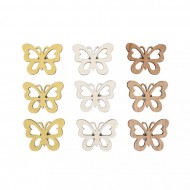 Decoratiune lemn fluture, Rayher, adezive,3-4cm, 9 buc/set