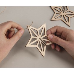 Stea decorativa 3D lemn, Rayher , 10cm, 2/Sset