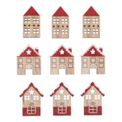 Casuta lemn decorativa , Rayher , 4.2-4.5cm, 9/set