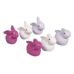 Iepuri polirasina, 2x1,8cm, culori asortate, Rayher, 6/set